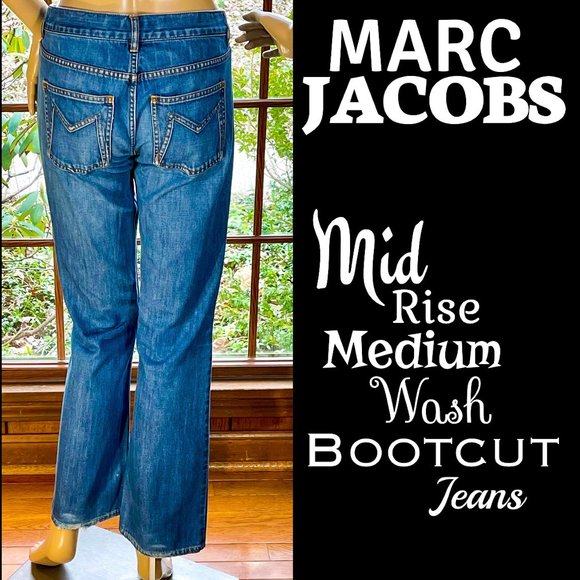 ▪️MARC JACOBS▪️Mid Rise Medium Wash Cotton Bootcut Blue Jeans - Picture 1 of 11